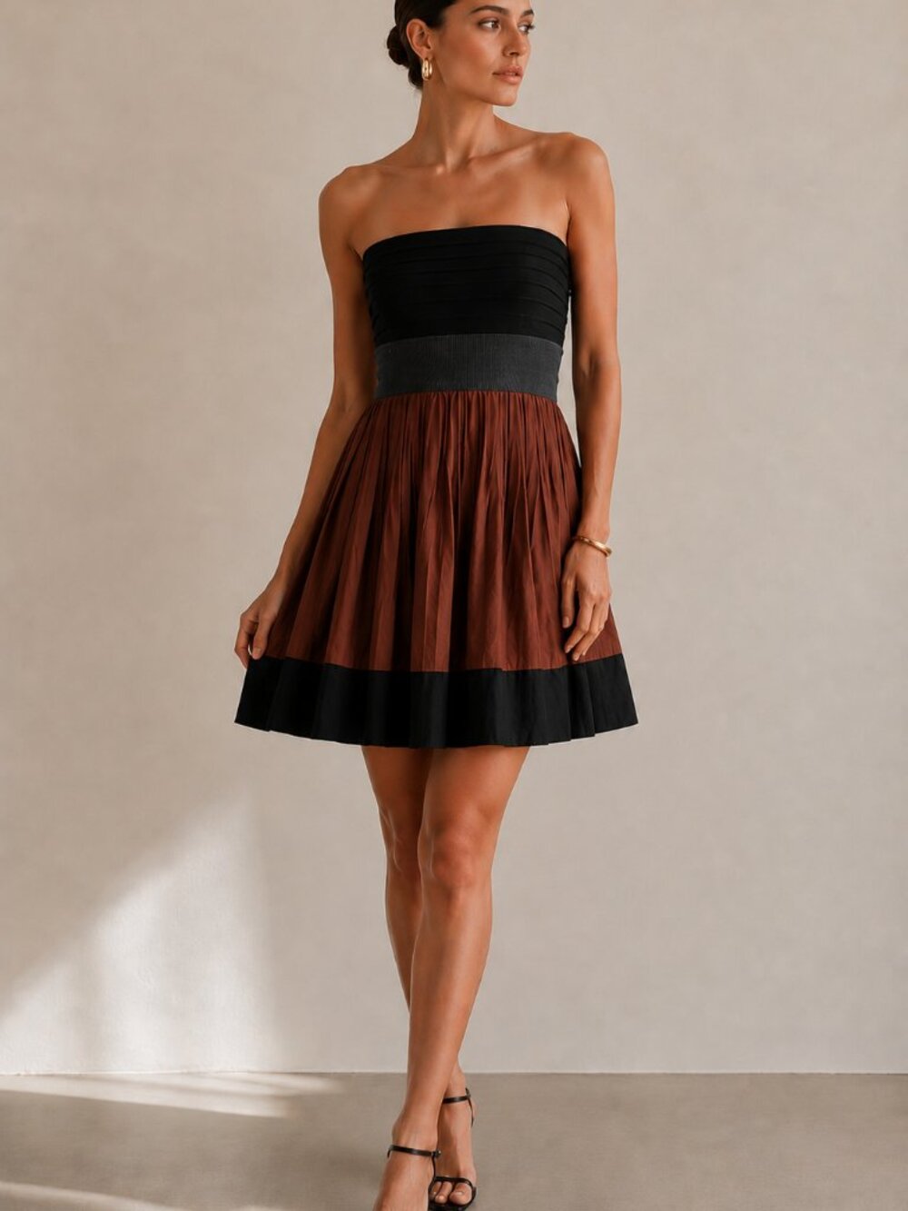 A.L.C. Strapless Mixed Media Lamb Leather Dress Size 6